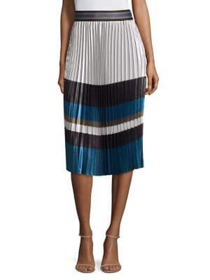 Elie Tahari Tamsen Striped Pleated Skirt