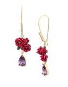 Betsey Johnson Crystal Roses Teardrop Dangle & Drop Earrings