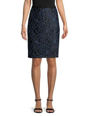 Imnyc Isaac Mizrahi High-rise Two-tone Lace Skirt