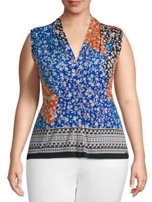 Calvin Klein Mixed-print Sleeveless Top