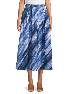 Donna Karan Wave Print Midi Skirt