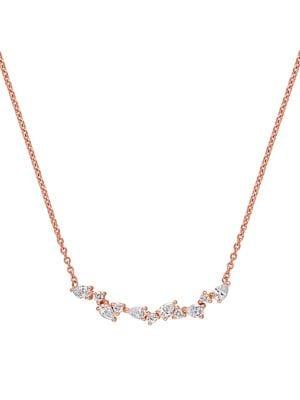 Sonatina 14k Rose Gold & Diamond Round & Pear-cut Necklace