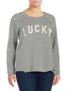 Lucky Brand Plus Distressed Graphic Sweatshirt