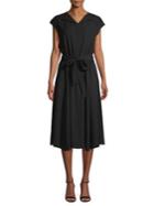 Anne Klein Cap-sleeve Self-tie Midi Dress