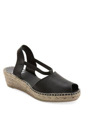 Andre Assous Dainty Leather Slingback Wedge Sandals