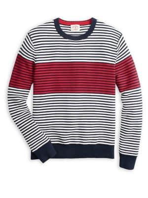Brooks Brothers Red Fleece Striped Cotton Sweater