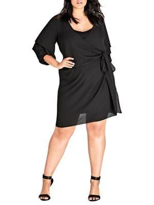 City Chic Plus Ruffle-sleeve Crush Dress