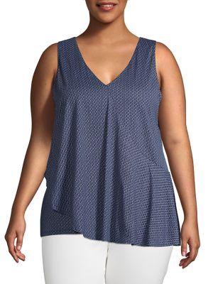 Michael Kors Plus Geometric-print Cotton Blend Top
