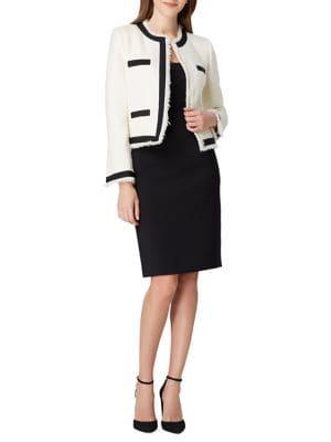 Tahari Arthur S. Levine Grosgrain-&-lace Boucle Skirt Suit