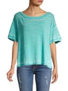 Free People Boat-neck Short Sleeve Top
