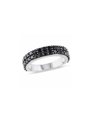 Sonatina Sterling Silver & Black Spinel Double Row Ring