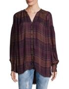 Free People Come On Over Plaid Button-down Shirt