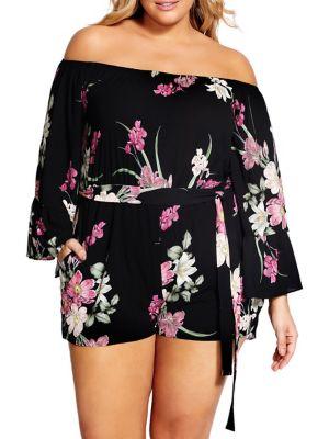 City Chic Plus Lady Floral Playsuit