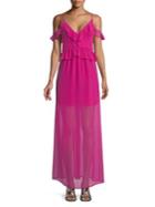 Bcbgeneration Short-sleeve Cold-shoulder Maxi Dress