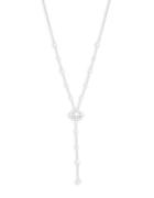 Nadri Cubic Zirconia And Faux Pearl Lariat Necklace
