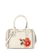 Calvin Klein Small Floral-embroidered Leather Satchel