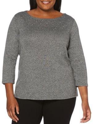 Rafaella Plus Grommet Three-quarter Cotton Top