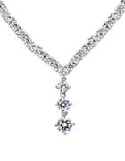 Lord & Taylor Cz And Sterling Silver Triple Drop Pendant Necklace