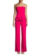 Black Halo Ruffled Strapless Wide-leg Jumpsuit