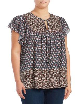 Nydj Plus Floral Crepe Top