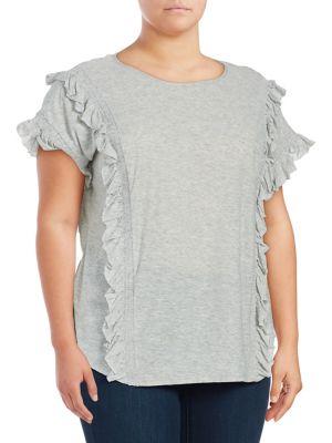 Vince Camuto Plus Ruffle Front Top
