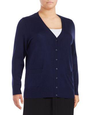 Lord & Taylor Plus Merino Wool Button-front Cardigan