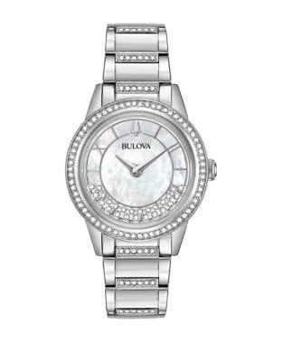 Bulova Crystals Turnstyle Embelished Stainless Steel Bracelet Watch