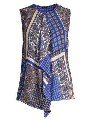 Elie Tahari Pernilla Front Ruffle Print Blouse