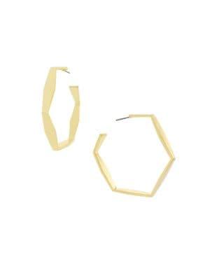 Etienne Aigner Goldtone Hexagonal Hoop Earrings
