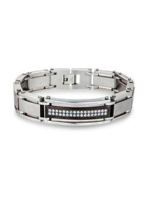 Lord & Taylor Stainless Steel & Crystal Id Link Bracelet