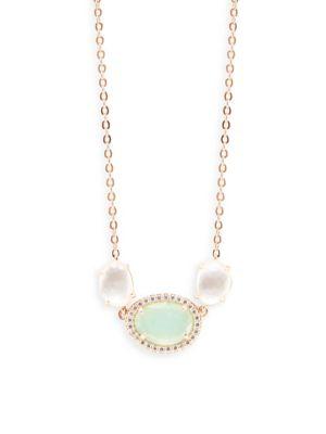 Nadri Isola White Mother-of-pearl, Crystal And Silver Pendant Necklace