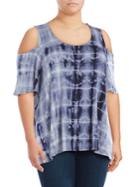 Karen Kane Plus Tie-dye Cold Shoulder Top