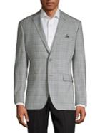 Black Brown Plaid Wool Button Sportcoat