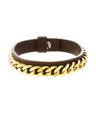 Steve Madden Leather And Stainless Steel Chain Bracelet