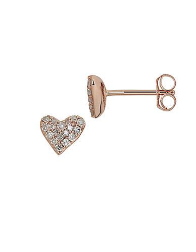 Lord & Taylor Diamond Heart And 14k Rose Gold Earrings