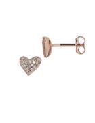 Lord & Taylor Diamond Heart And 14k Rose Gold Earrings