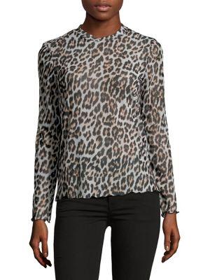Vero Moda Leopard Printed Mesh Long-sleeve Blouse