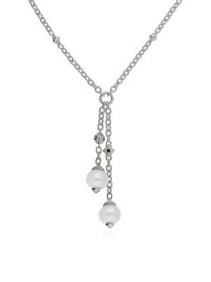Ripka Renaissance Silvertone Double Y Pearl Drop Earrings