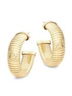 Design Lab 2-pair Goldtone Ridge Hoop Earrings