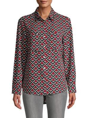 Jones New York Printed Button-front Shirt