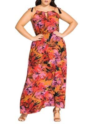 City Chic Plus Sleeveless Sunrise Maxi Dress