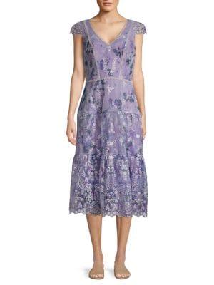 Marchesa Notte Floral A-line Dress