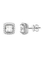 Lord & Taylor 925 Sterling Silver & Crystal Square Shaped Stud Earrings