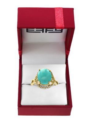 Effy Turquesa Diamonds, Turquoise And 14k Yellow Gold Ring