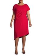 Tahari Arthur S. Levine Plus Ruched Short-sleeve Asymmetrical Dress