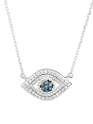 Adina Reyter Novelty Sterling Silver & Pave Diamond Evil Eye Pendant Necklace