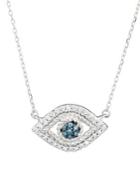 Adina Reyter Novelty Sterling Silver & Pave Diamond Evil Eye Pendant Necklace
