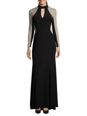 Xscape Long Beaded Fit-&-flare Dress