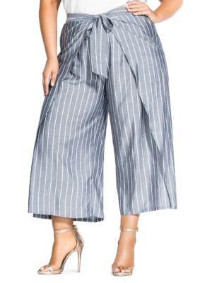 City Chic Plus Simply Swish Striped Culottes