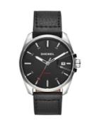 Diesel Ms9 Stainless Steel And Leather-strap Watch